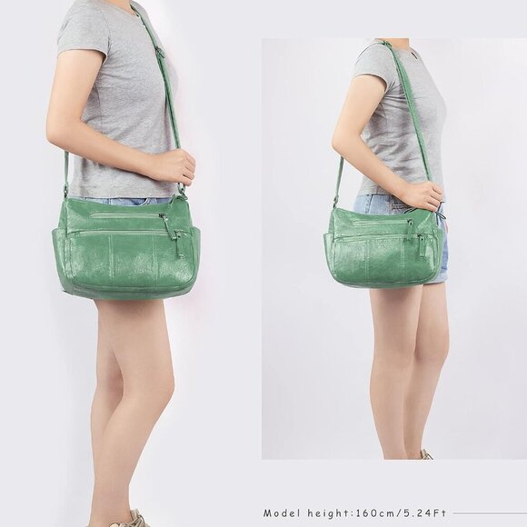 🆕 Volganik Rock PU Leather Shoulder Bag Women Green Soft Pocketbooks Purse - Picture 2 of 6